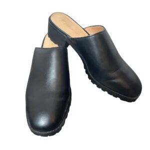 Madewell The Mindy Black Lugsole Leather Slide On Mule Sz 8.5